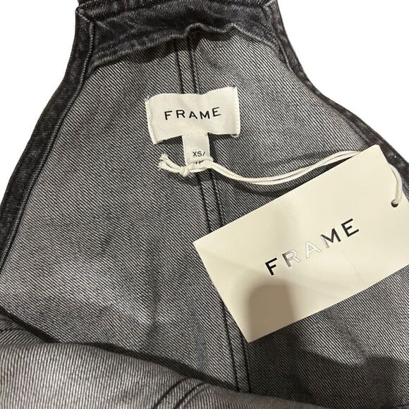Revolve NEW Frame Denim Classic Overalls in Color Blackwater (Missing Button) - Picture 9 of 14